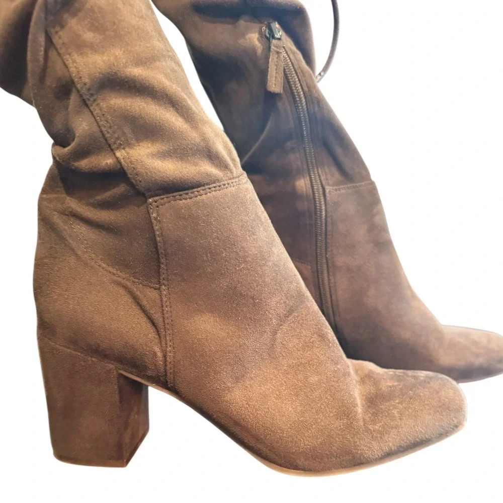 Franco Sarto Persis Tall Sock Boots Shoes Size 8.5 Brown Fabric‎ boho festival
